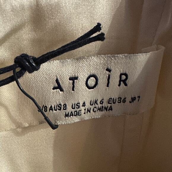 NEW Atoir REVOLVE Rosalie Gold Cream Mini Dress Sze 4 Rosette Off Shoulder Ivory - Picture 13 of 16